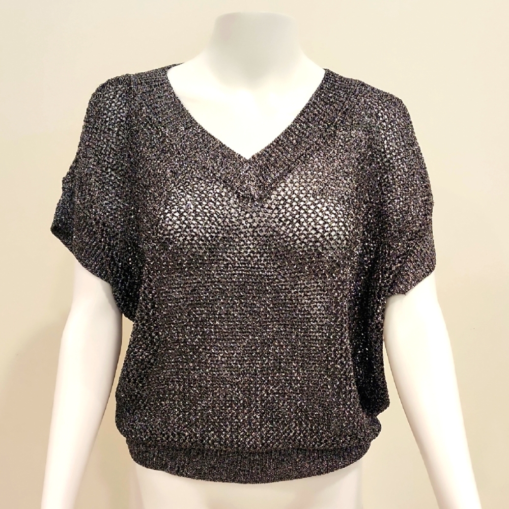 JODIFL Black Metallic Knit Top